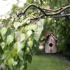 nichoir suspendu dans un jardin