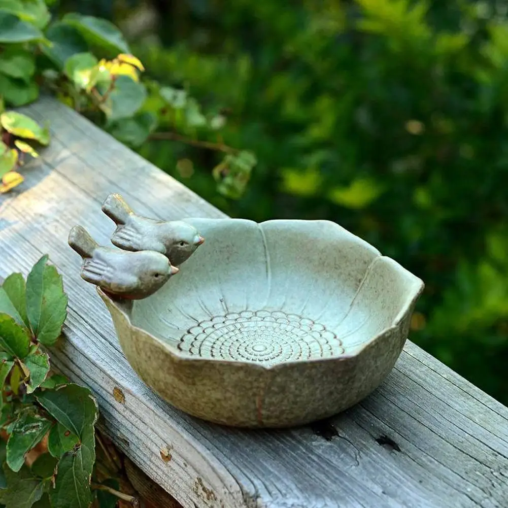 Bain d'oiseaux en céramique, pour jardin extérieur, décoration de cour – Image 3