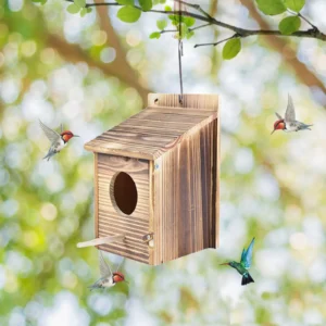 Nid d'Oiseau en Bois Résistant aux Intempéries pour Jardin Boîte d'Élevage Décorative